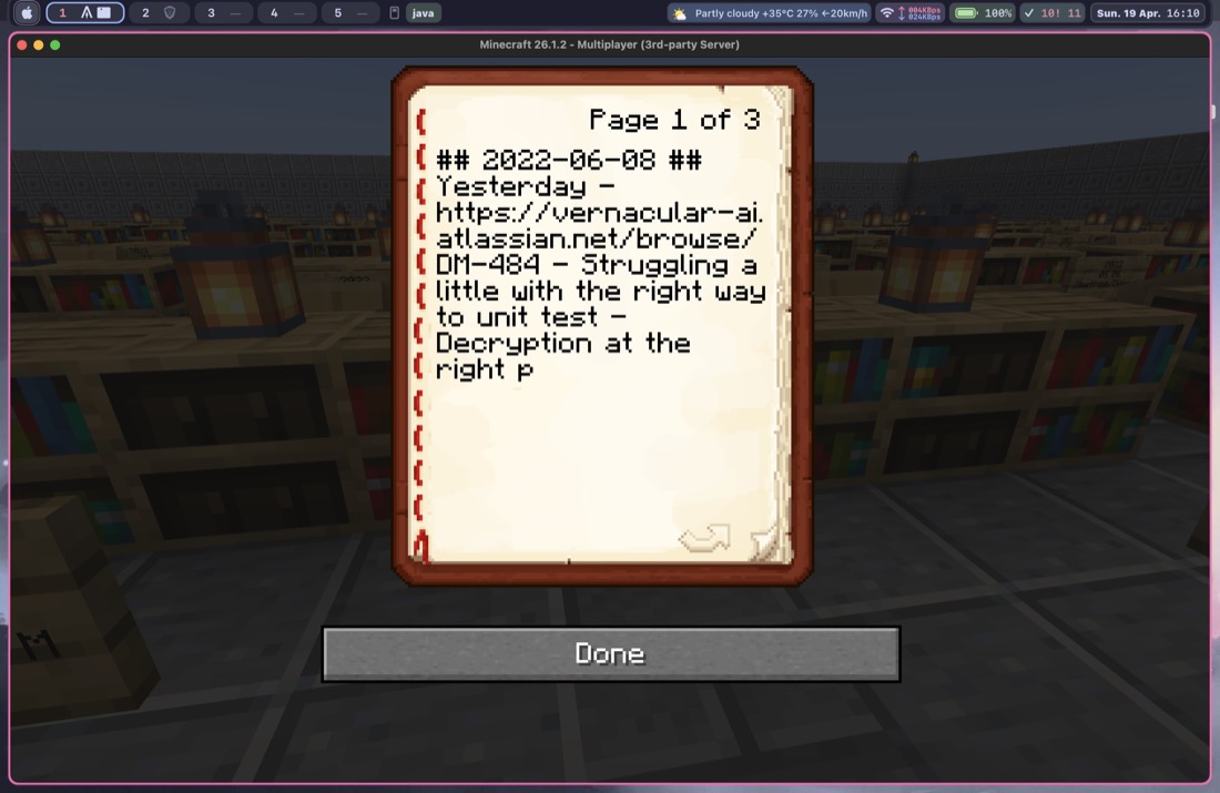 Single note view inside Mine Palace