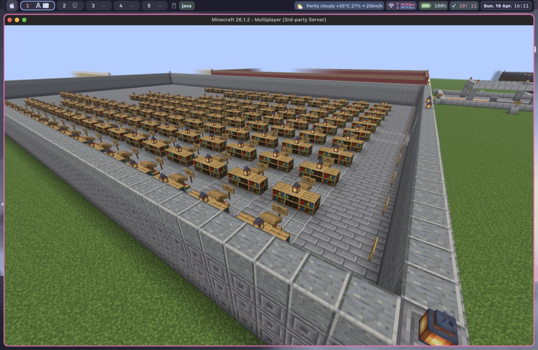 Aerial view of Mine Palace library rooms connected around a central hub in Minecraft